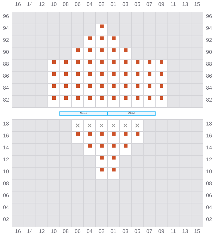 Bay 001 view and slots of MSC TASMAN VI