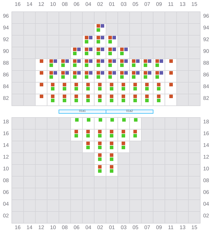 Bay 003 view and slots of MSC TASMAN VI