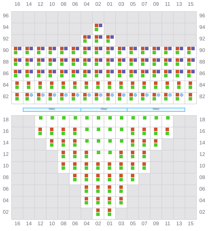 Bay 011 view and slots of MSC TASMAN VI