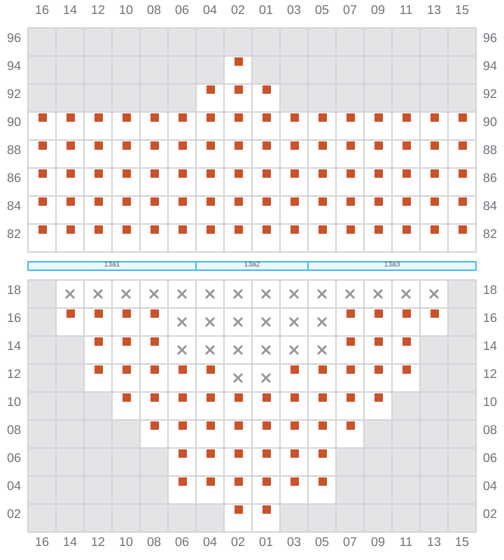 Bay 013 view and slots of MSC TASMAN VI