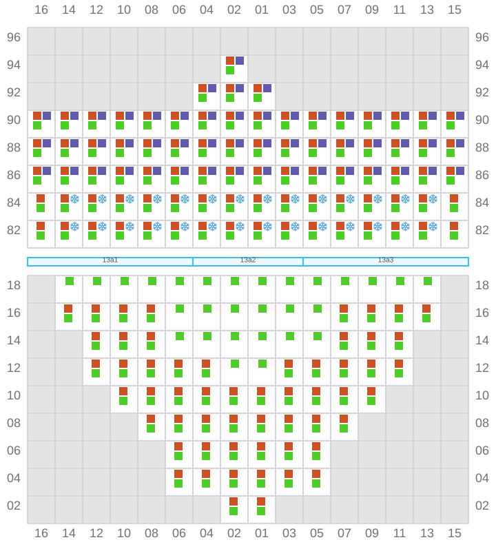 Bay 015 view and slots of MSC TASMAN VI