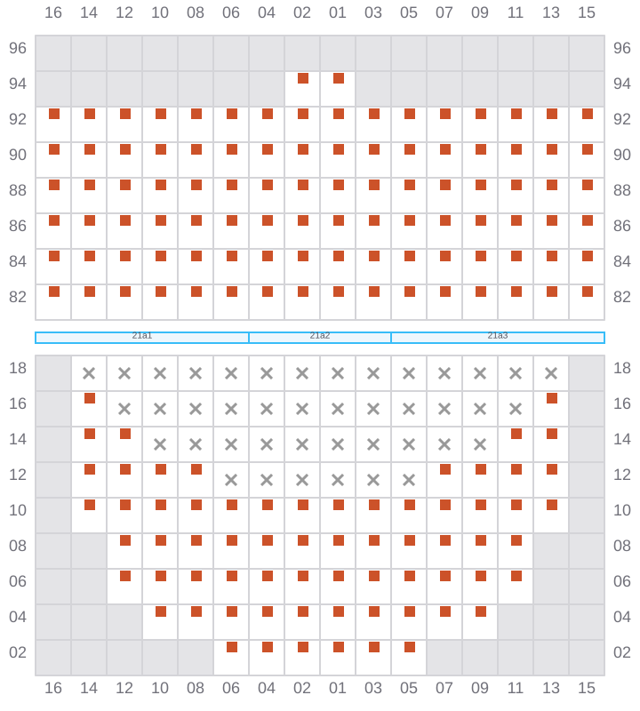 Bay 021 view and slots of MSC TASMAN VI