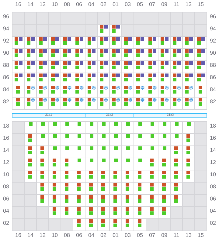 Bay 023 view and slots of MSC TASMAN VI