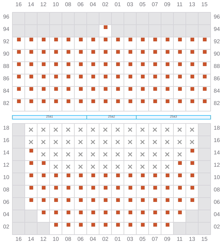 Bay 025 view and slots of MSC TASMAN VI