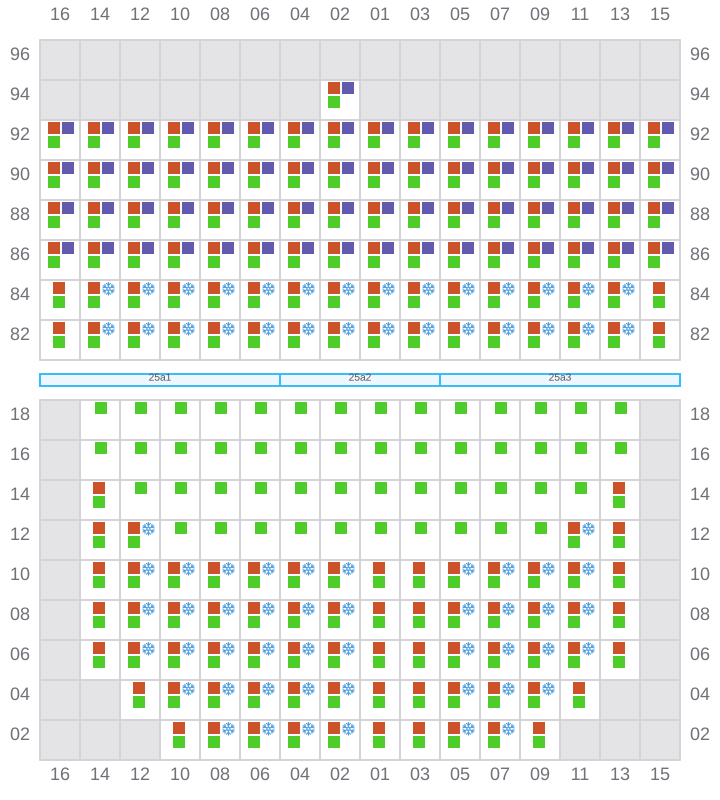 Bay 027 view and slots of MSC TASMAN VI
