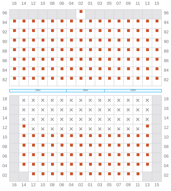 Bay 029 view and slots of MSC TASMAN VI