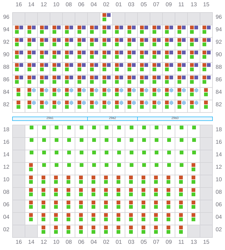 Bay 031 view and slots of MSC TASMAN VI