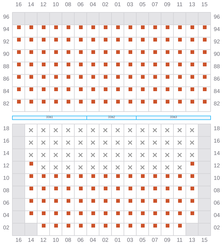 Bay 033 view and slots of MSC TASMAN VI