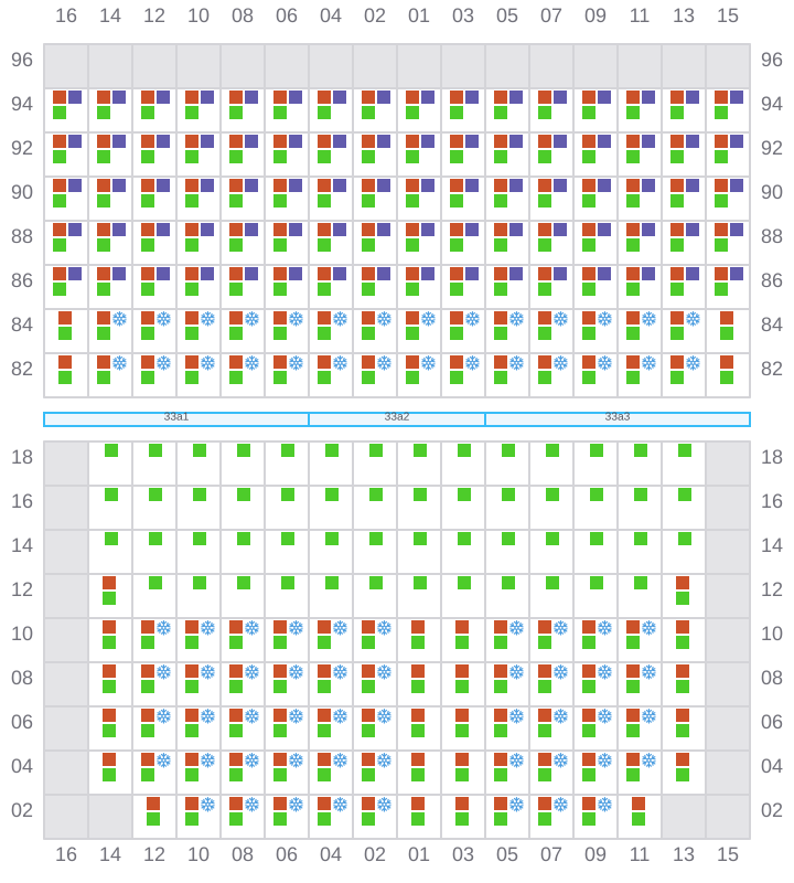 Bay 035 view and slots of MSC TASMAN VI
