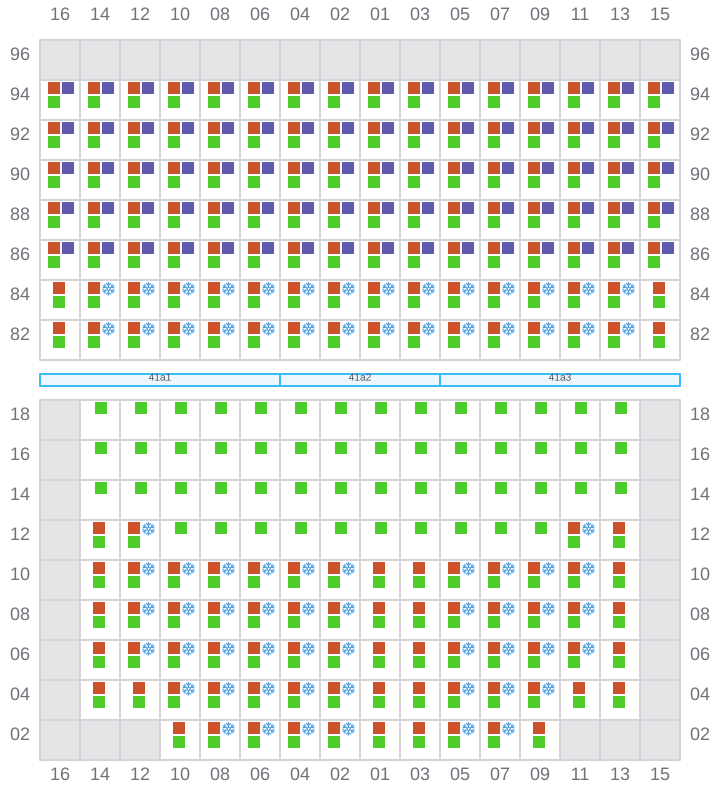 Bay 043 view and slots of MSC TASMAN VI