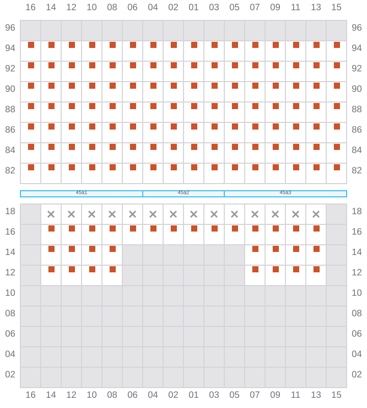 Bay 045 view and slots of MSC TASMAN VI