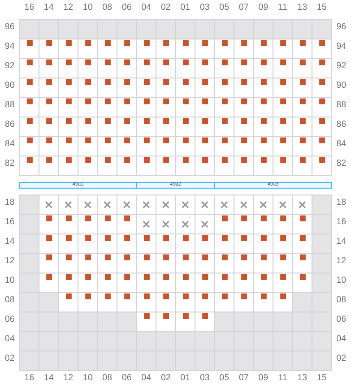 Bay 049 view and slots of MSC TASMAN VI