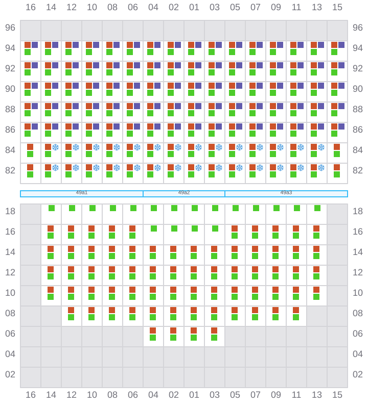 Bay 051 view and slots of MSC TASMAN VI
