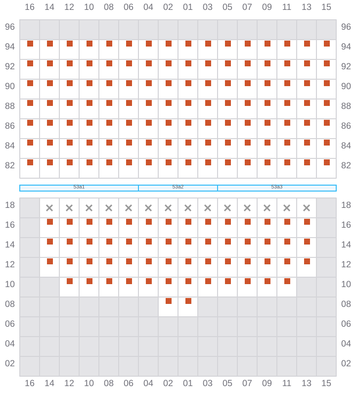 Bay 053 view and slots of MSC TASMAN VI
