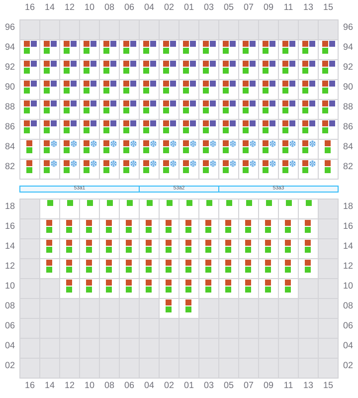 Bay 055 view and slots of MSC TASMAN VI