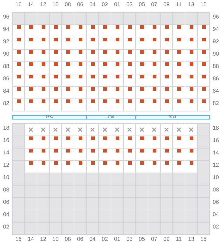 Bay 057 view and slots of MSC TASMAN VI