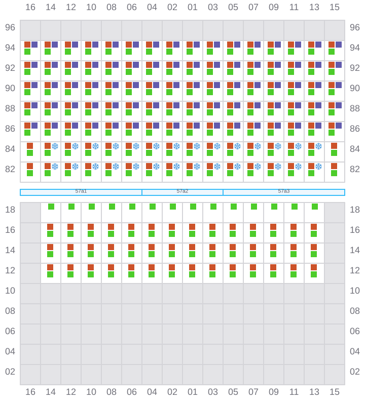 Bay 059 view and slots of MSC TASMAN VI