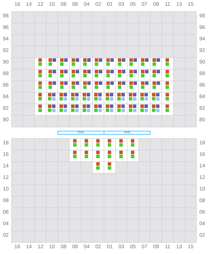 Bay 001 view and slots of CMA CGM MOZART
