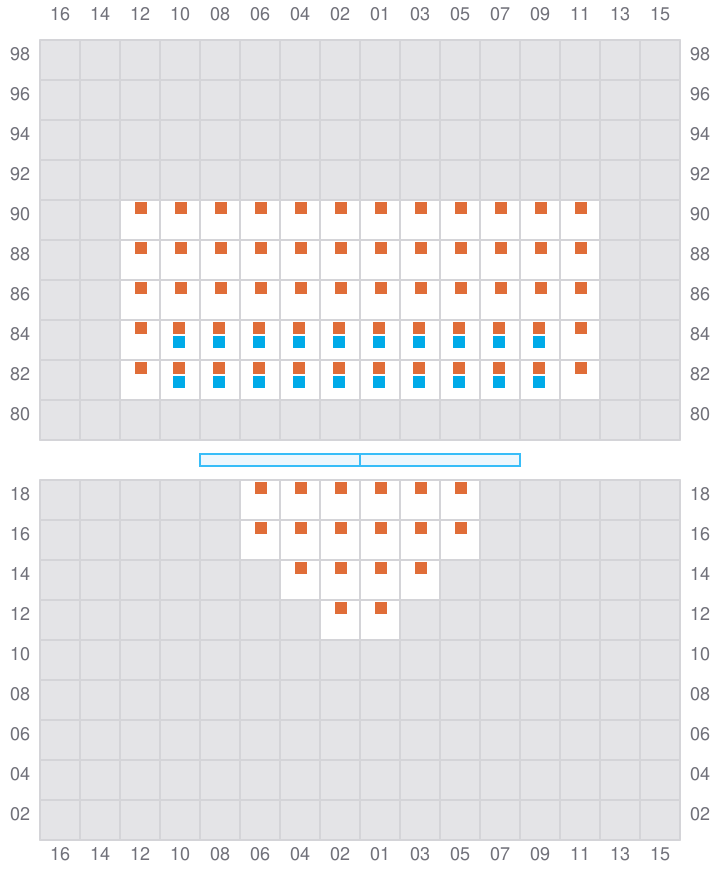 Bay 003 view and slots of CMA CGM MOZART