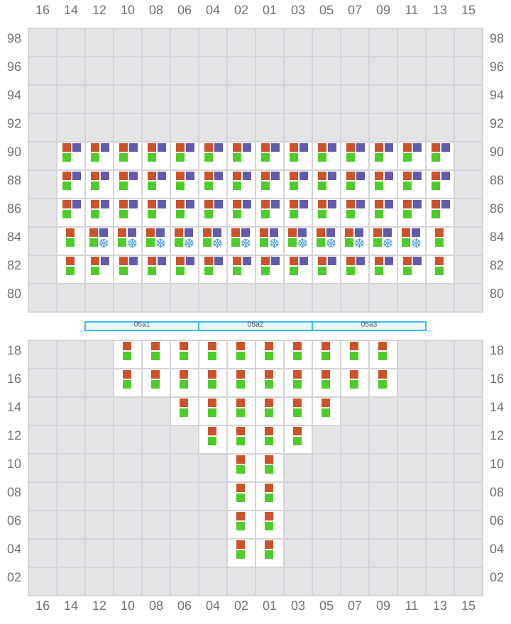 Bay 005 view and slots of CMA CGM MOZART