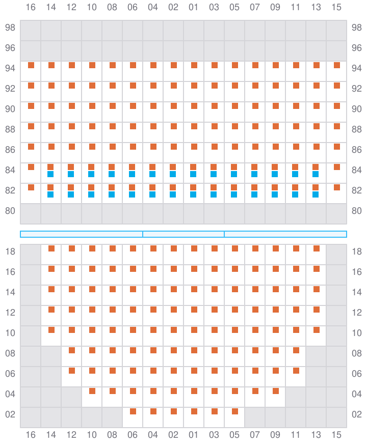 Bay 019 view and slots of CMA CGM MOZART