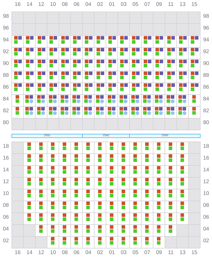 Bay 025 view and slots of CMA CGM MOZART