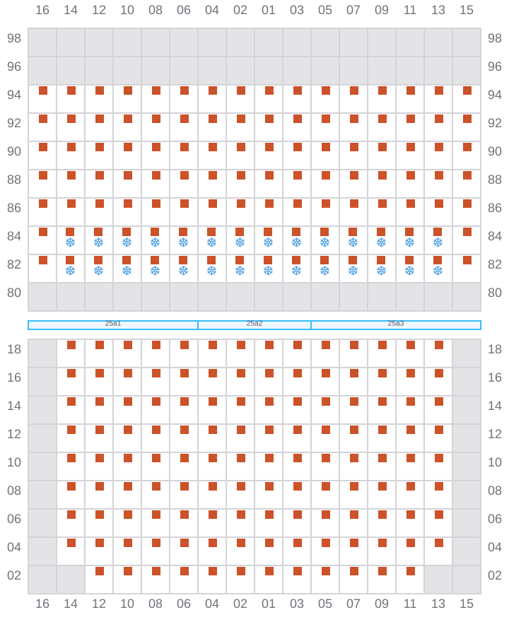 Bay 027 view and slots of CMA CGM MOZART