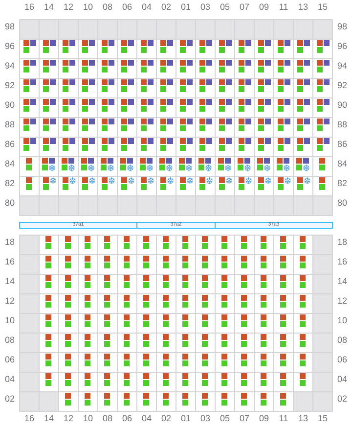 Bay 037 view and slots of CMA CGM MOZART
