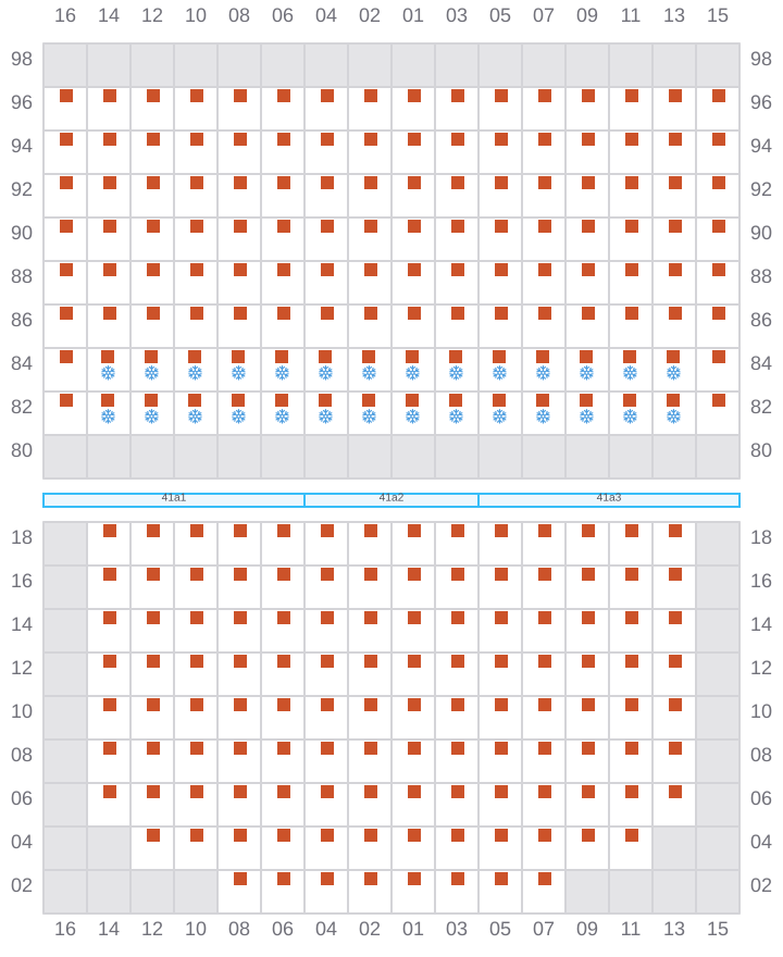 Bay 043 view and slots of CMA CGM MOZART