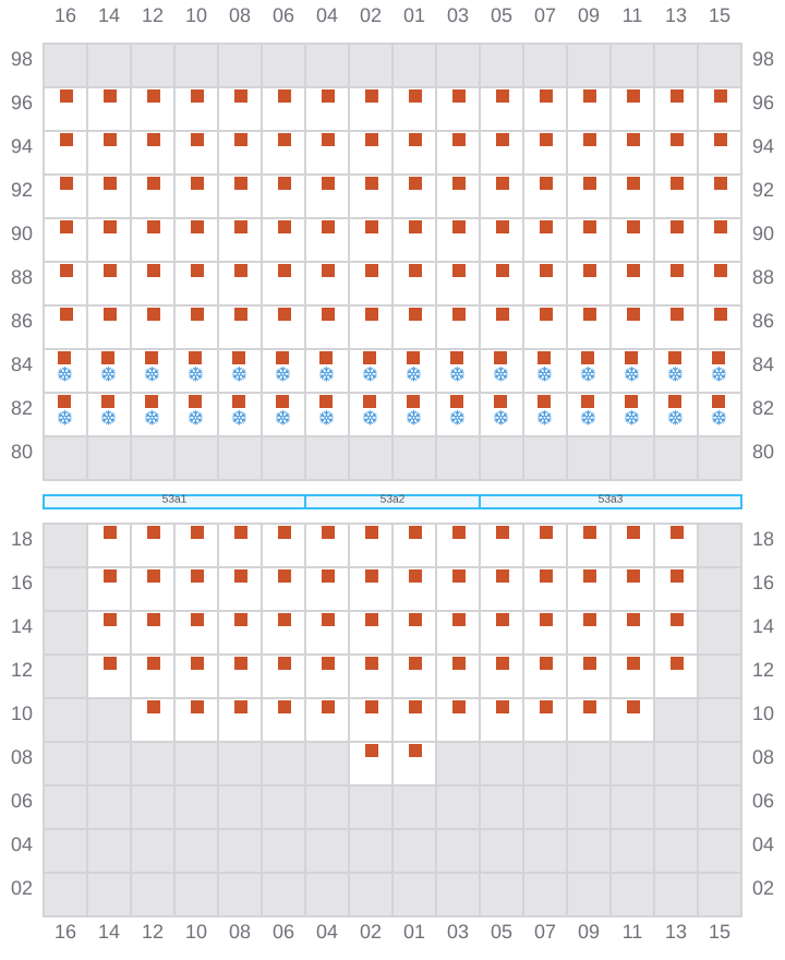Bay 055 view and slots of CMA CGM MOZART