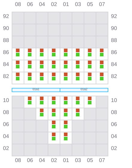 Bay 001 view and slots of HE BIN