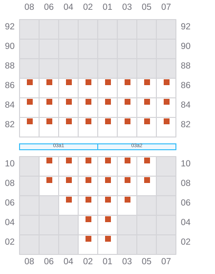 Bay 003 view and slots of HE BIN
