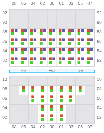 Bay 005 view and slots of HE BIN