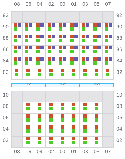 Bay 013 view and slots of HE BIN