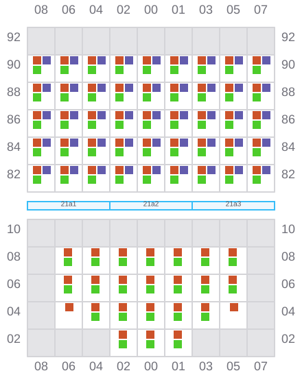 Bay 021 view and slots of HE BIN