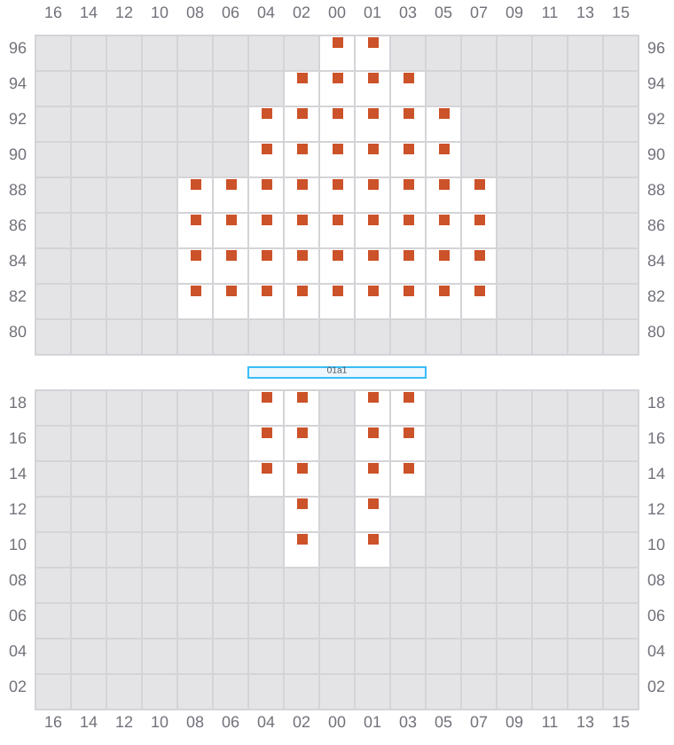 Bay 003 view and slots of MAERSK KLEVEN