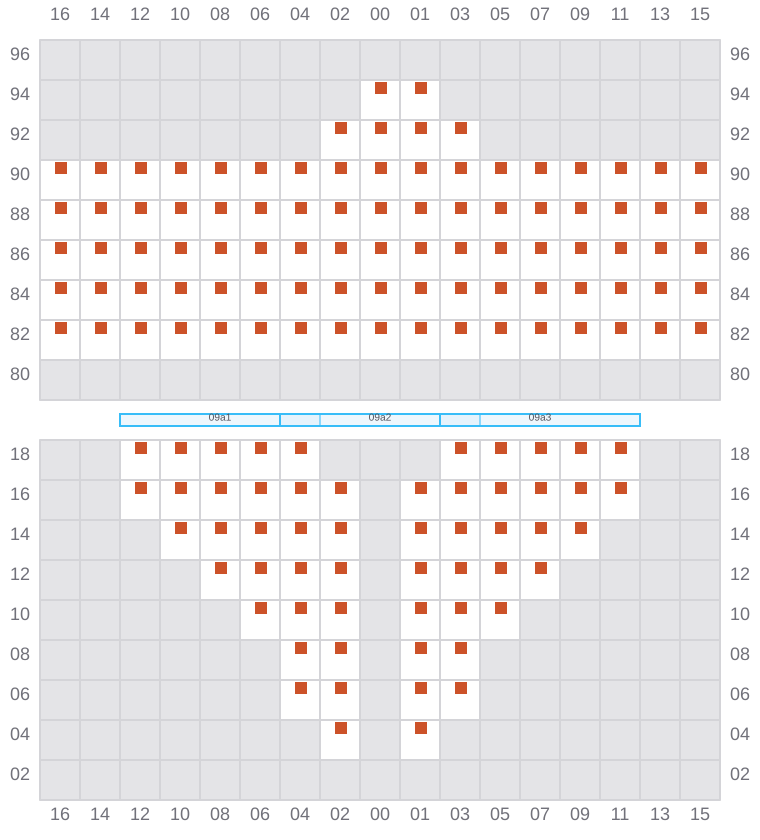 Bay 011 view and slots of MAERSK KLEVEN