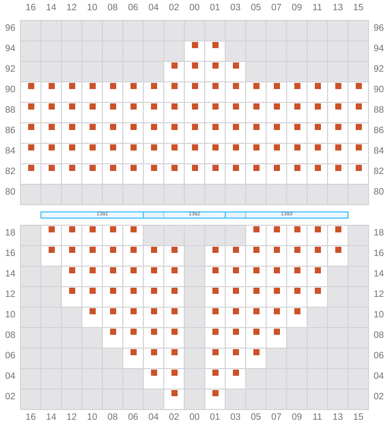 Bay 015 view and slots of MAERSK KLEVEN