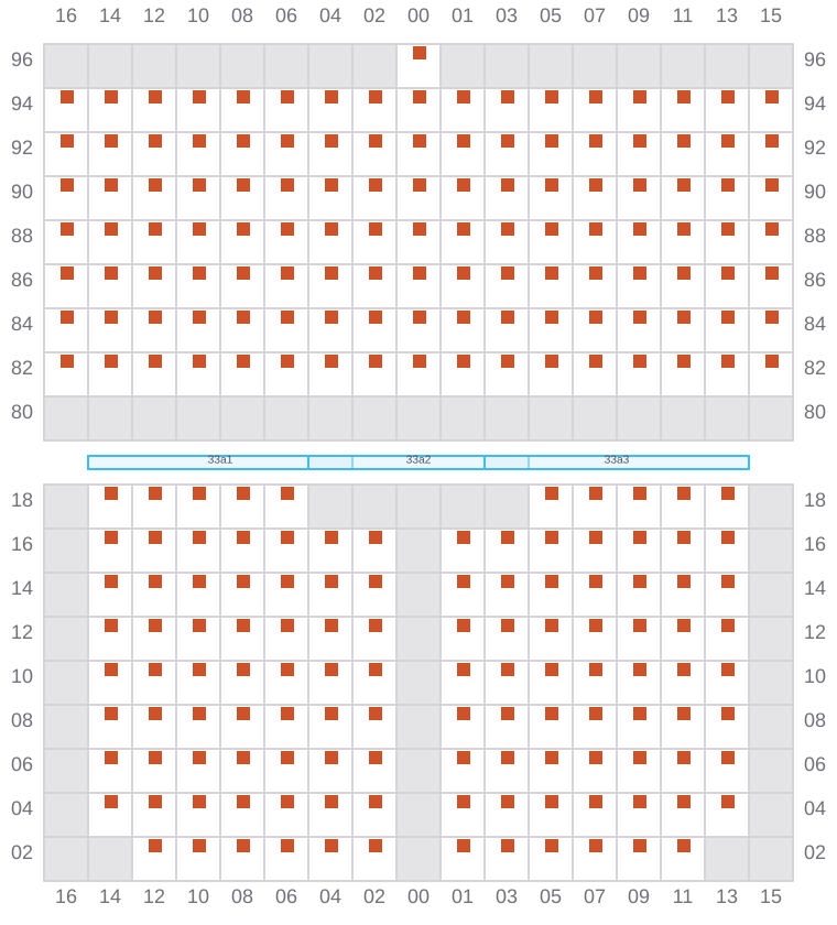 Bay 035 view and slots of MAERSK KLEVEN