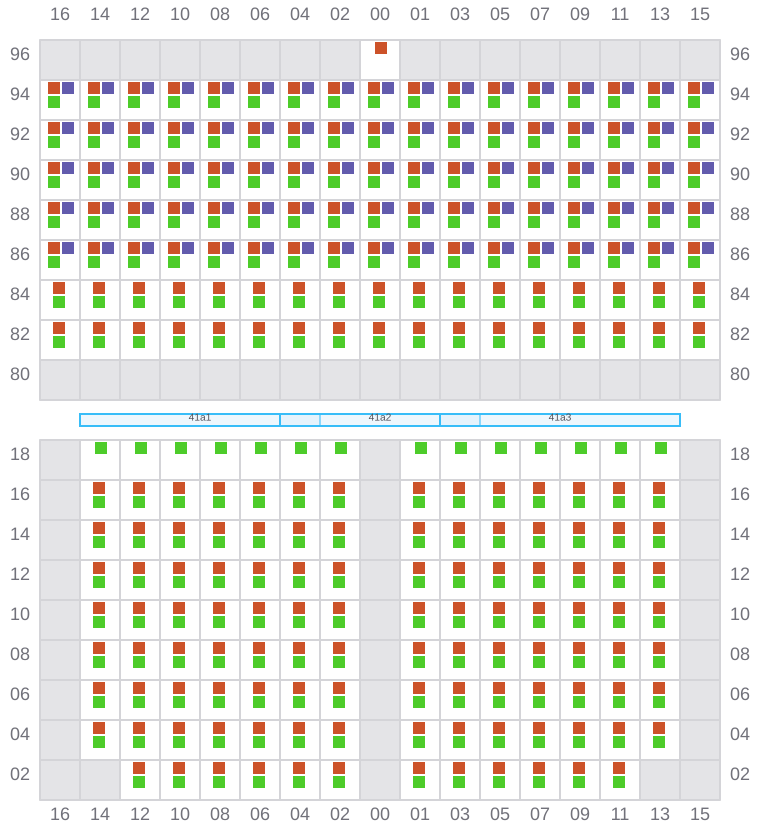 Bay 041 view and slots of MAERSK KLEVEN