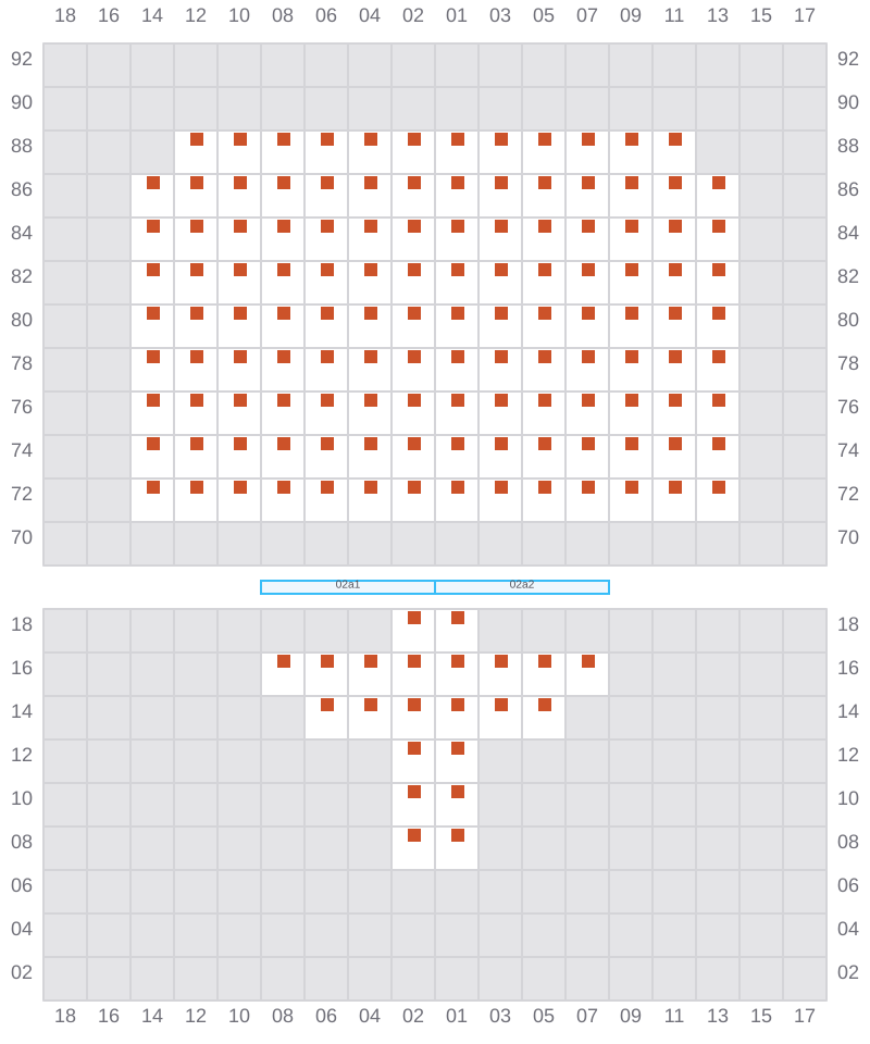 Bay 001 view and slots of MSC ELIANA