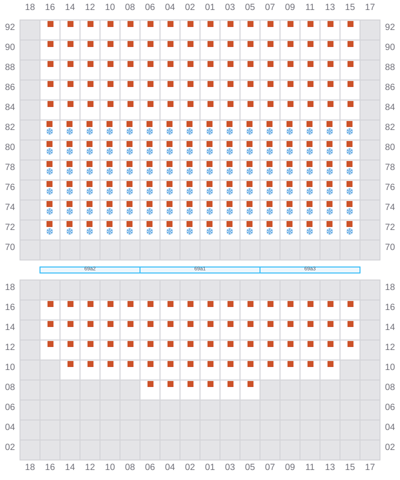 Bay 069 view and slots of MSC ELIANA