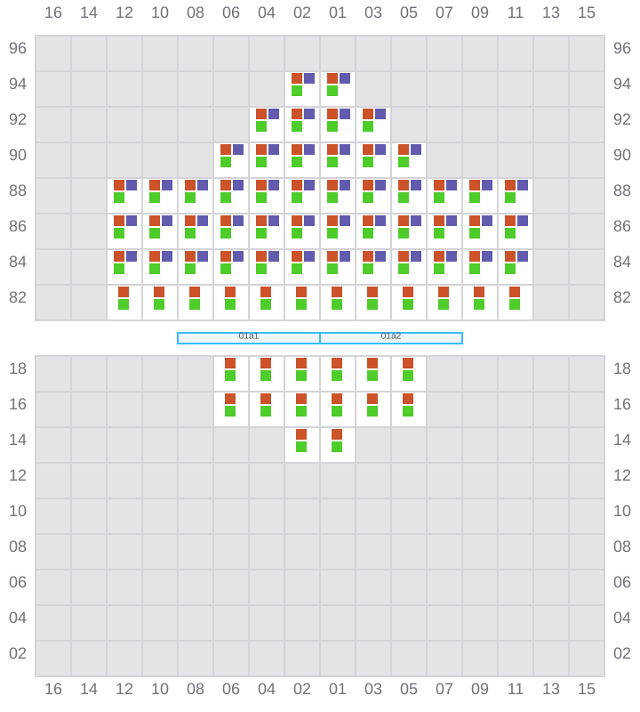 Bay 001 view and slots of MAERSK SENTOSA
