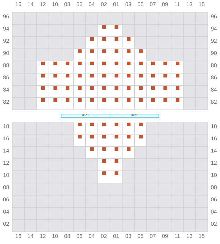 Bay 003 view and slots of MAERSK SENTOSA