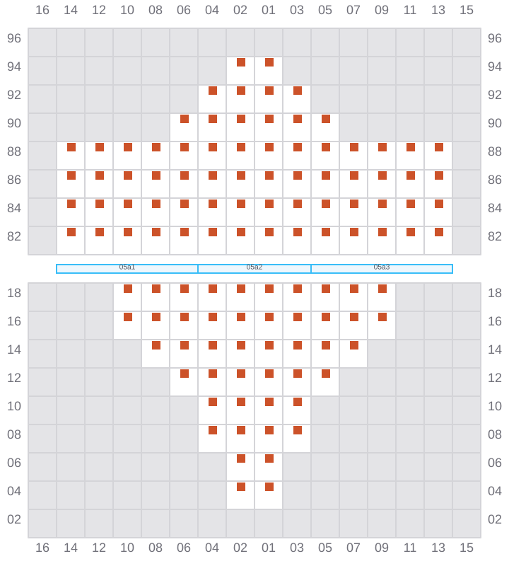 Bay 007 view and slots of MAERSK SENTOSA
