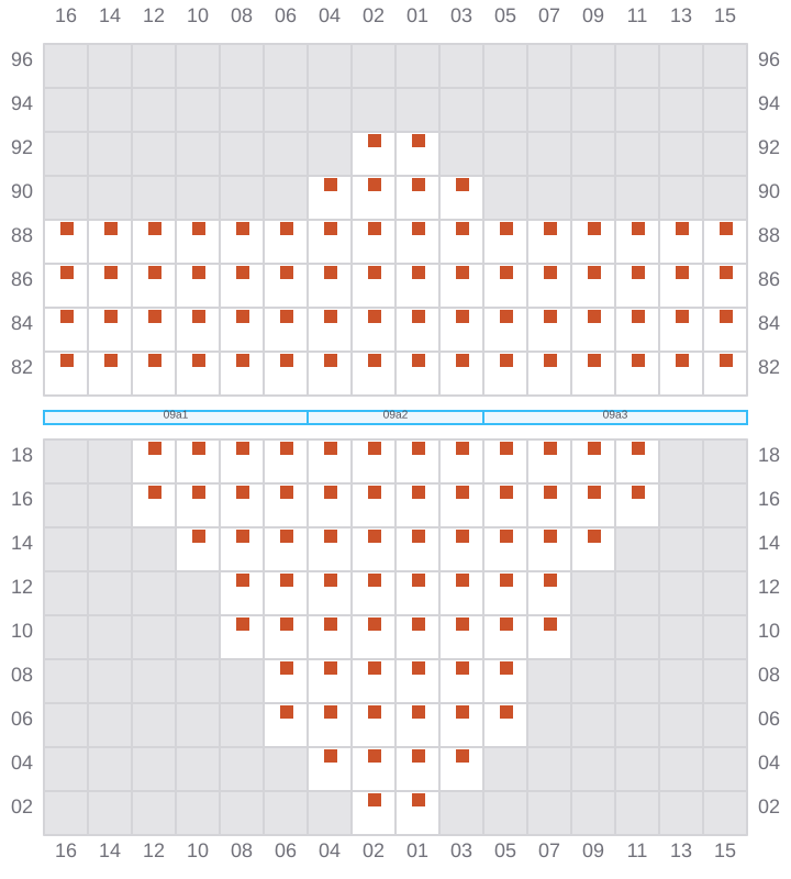 Bay 011 view and slots of MAERSK SENTOSA