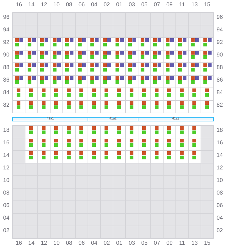 Bay 041 view and slots of MAERSK SENTOSA