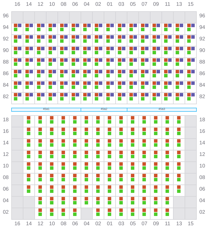 Bay 045 view and slots of MAERSK SENTOSA