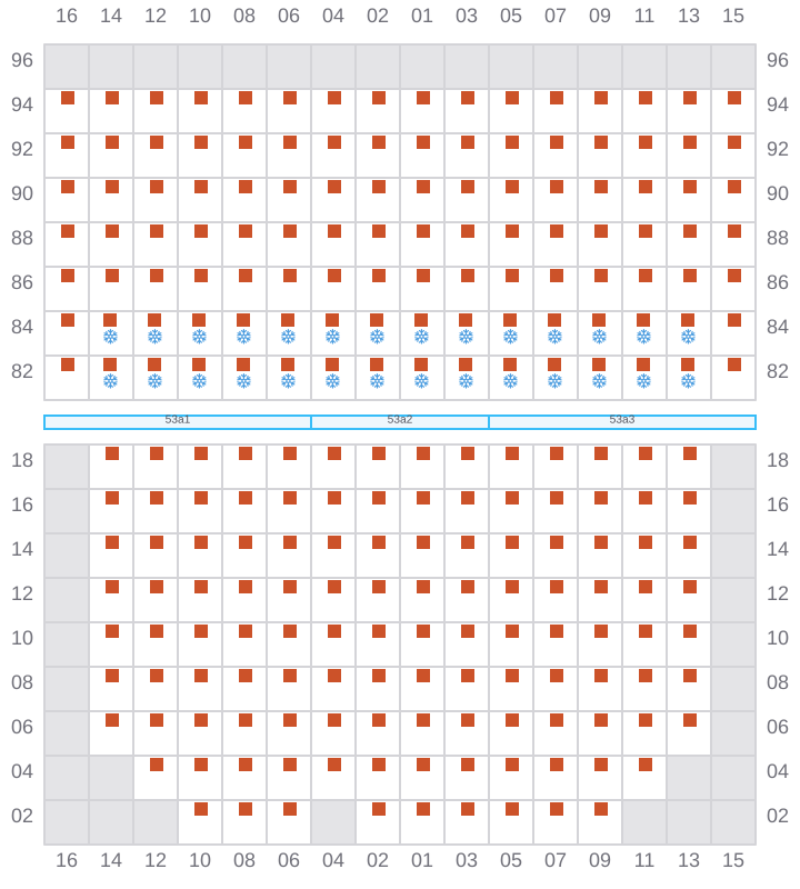 Bay 055 view and slots of MAERSK SENTOSA