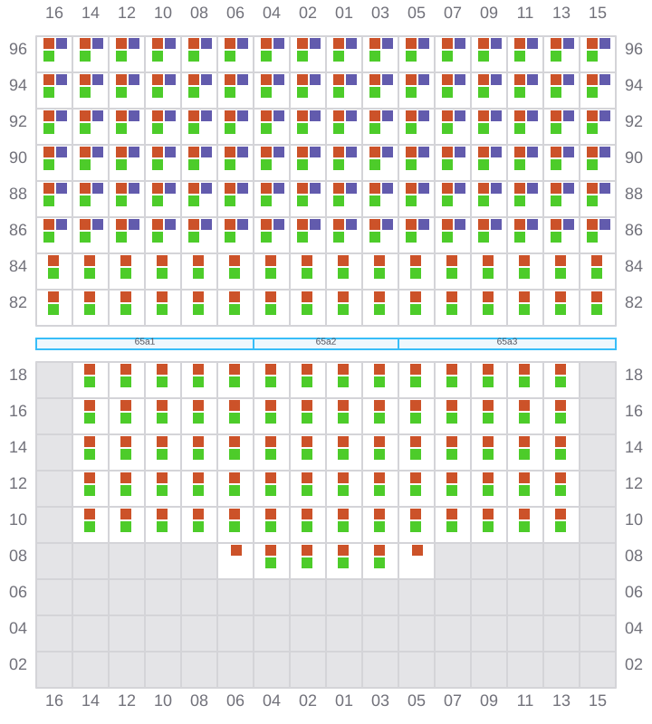 Bay 065 view and slots of MAERSK SENTOSA